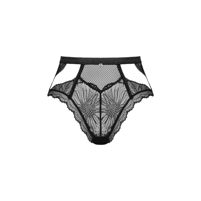 Трусики кружевные Obsessive Mibelia с цветочным узором, черный, XS/S