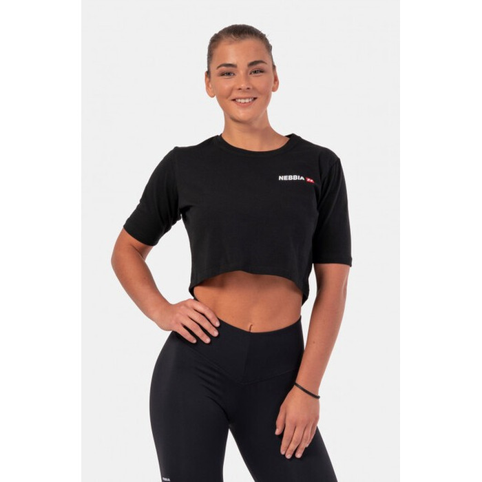Топ Minimalist Logo NEBBIA crop top 600 Black