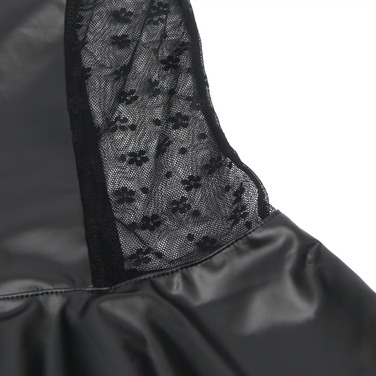 Мини-платье с молнией и подтяжками Star Night с имитации кожи, черное, S