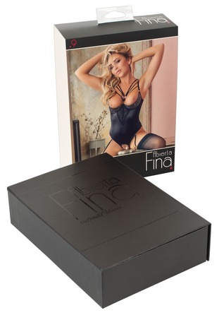 Боді з відкритими грудьми Abierta Fina Body Rhinestone декороване стразами, чорне, 75B/S