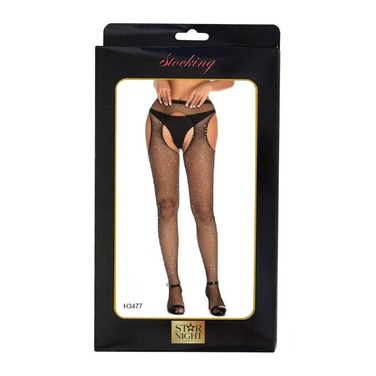 Колготки прикрашені стразами з імітацією панчох Star Night Diamonds Pantyhose чорний, XS-M