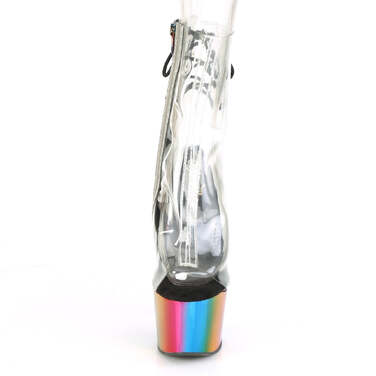 Ботинки Adore-1018RC *Каблук 7 дюймов, хромированный PF с открытым носком 2 3/4 дюйма, молния сбоку, прозрачный/многоцветный