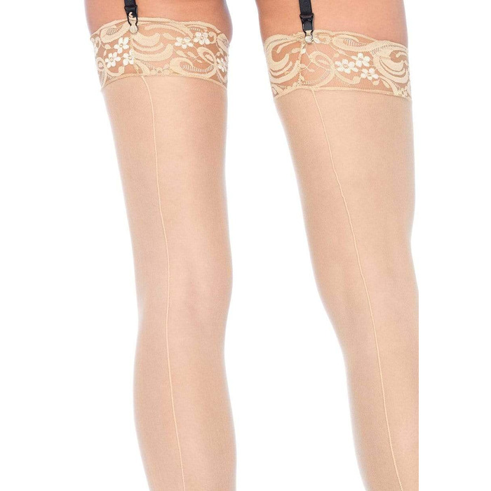 Чулки с кружевной коронкой One Size Nuna Sheer Thigh High Stockings от Leg Avenue, бежевые