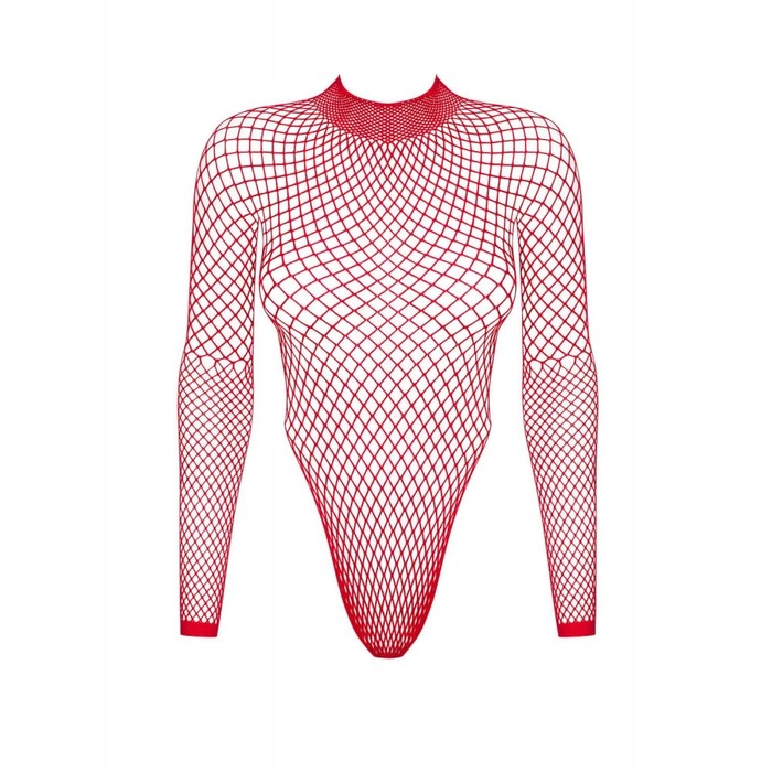 Боди-сетка Obsessive B126 с открытой спиной, красный, XL/XXL