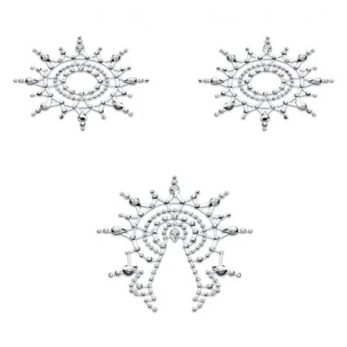 Украшения из страз для груди и лобка, Joujoux Gloria серебряный