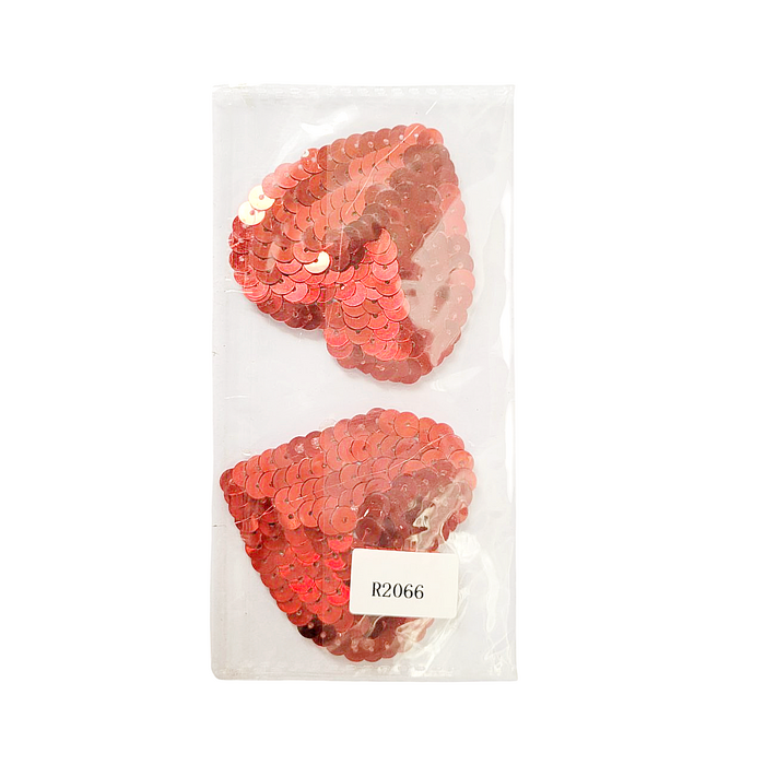 Наклейки на соски Sunspice в виде сердечек с пайетками, красные