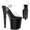 Босоніжки Pleaser Xtreme-808CHS *8-дюймовий каблук, 4-дюймовий ремінець на щиколотці з контрастними голографічними зірками, прозора/срібна голограма