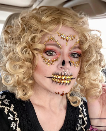 Маска скелета зі страз і блискучого каміння Leg Avenue золота