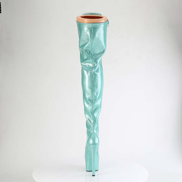 Сапоги Adore-3020GP *Каблук 7 дюймов, эластичные сапоги до бедра с шнуровкой PF высотой 2 3/4 дюйма, молния сбоку, лакированная кожа с аквамариновым блеском