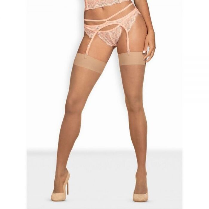 Чулки телесные Obsessive S800 stockings nude S/M