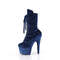 Чоботи Pleaser Adore-1045VEL *7 дюймів на підборах, 2 3/4 дюйма з оксамитового шнурівки спереду з PF, темно-сині