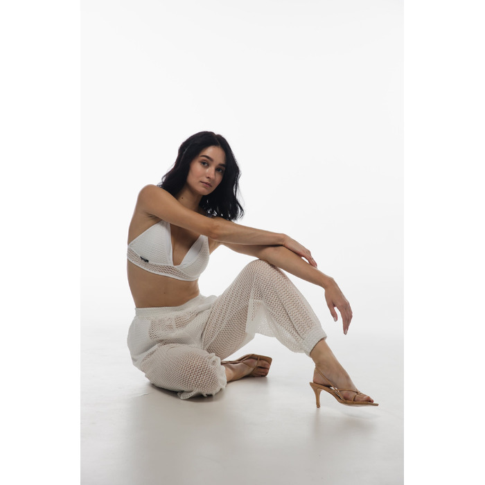 Комплект Muse Mesh з Трикутним Топом та Штанами з Сітки для Pole Dance, Stretching та Studio Практики - білий