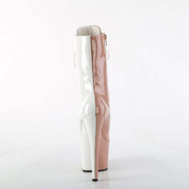 Ботинки Adore-1040TT *7-дюймовый каблук, 2 3/4-дюймовый PF двухцветный ботильоны со шнуровкой, молния сбоку, розовато-белый