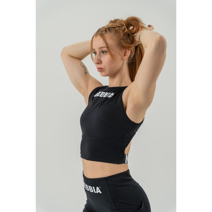 Топ Nebbia Cropped tank top GYM THERAPY Black 618