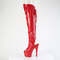 Сапоги Pleaser Adore-3019HWR, каблук 7 дюймов, 2 3/4 дюйма, ботфорты с открытым носком и пяткой, молнией сбоку, красная эластичная голографическая ткань