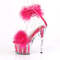 Босоножки Pleaser Adore-724F, каблук 7 дюймов, босоножкии с манжетой на щиколотке из меха марабу PF 2 3/4 дюйма, молния сзади, розовые