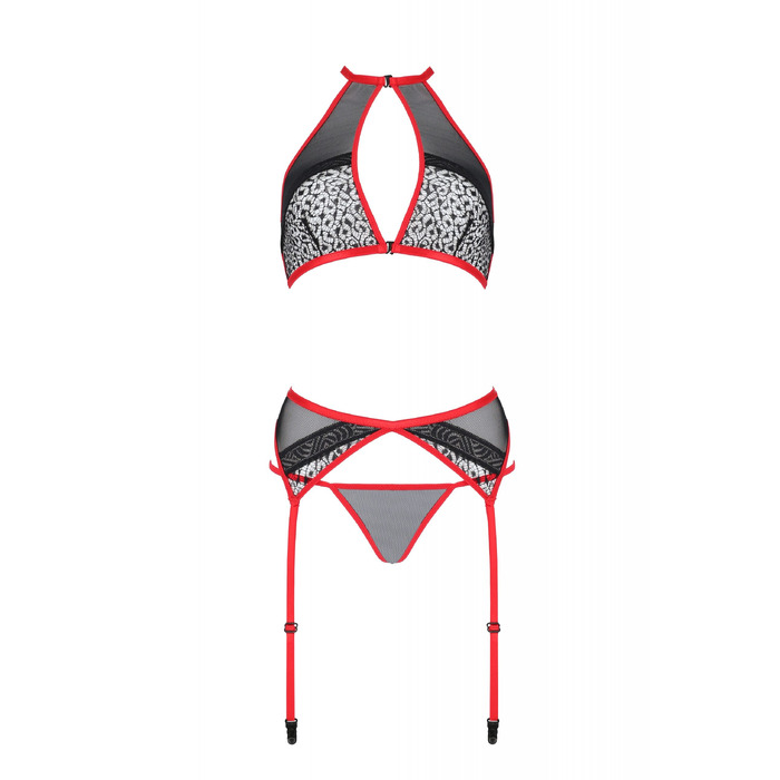 Комплект белья с поясом для чулок SATARA SET red S/M - Passion