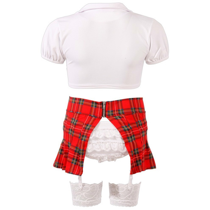 Костюм школьницы в клетку Cottelli Collection Schoolgirl Set с глубоким декольте, S