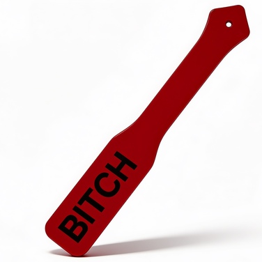 Паддл DS Fetish із чорним написом Bitch, червоний