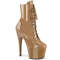 Ботинки Pleaser Adore-1020, каблук 7 дюймов, высота ботинок 6 см, шнуровка спереди 6 см, молния сбоку, бежевый цвет