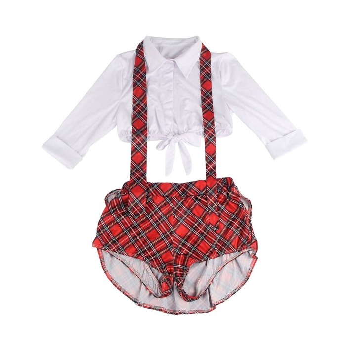 Рольовий костюм Школярки Star Night шорти з сорочкою та краватка, білий/червоний, XS/S