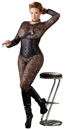 Корсет з відкритим бюстом Cottelli Collection Underbust Corset зі шнурівкою, чорний, XL