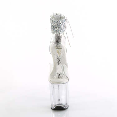 Босоножки Flamingo-824RS-02, каблук 8 дюймов, манжета на щиколотке 4 дюйма, босоножкии с PF-застежкой, молния сзади, прозрачный/серебристый