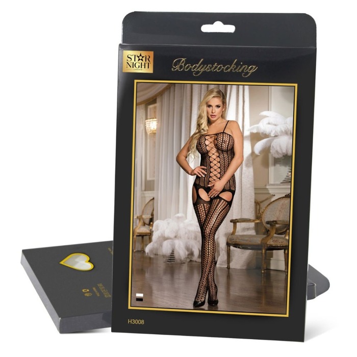 Бодистокинг в сетку с декоративными переплетениями Star Night белый XS-M