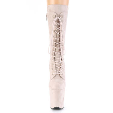 Чоботи Flamingo-1050FS на підборах 8 дюймів, чоботи зі шнурівкою спереду 4 дюйми до середини ікри, блискавка збоку, коричневі