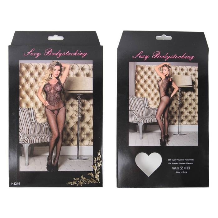 Комбинезон прозрачный Star Night с цветочным узором, черный