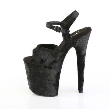 Босоніжки Flamingo-809WR на підборах 8 дюймів, босоніжки з ремінцем на щиколотці 4 дюйми, чорна мерехтлива тканина