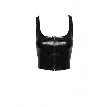 Топ эротичный виниловый со змеиным тиснением M F275 Noir Handmade, черный