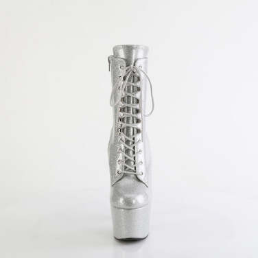 Ботинки Adore-1020GP, каблук 7 дюймов, 2 3/4 дюйма, шнуровка спереди, боковая молния, серебристый