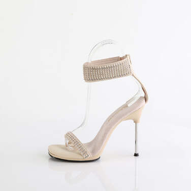 Босоножки Chic-40, каблук 4 1/2 дюйма, ремешок на щиколотке шириной 1/4 дюйма, с ремешком на щиколотке, молнией сзади, бежевые