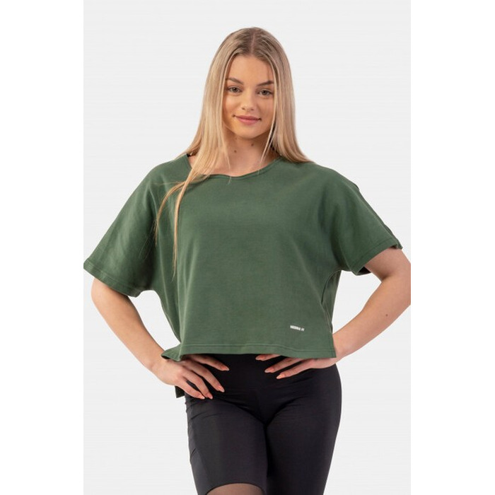 Футболка Organic Cotton Loose Fit 'The Minimalist” Crop Top 417 Dark Green