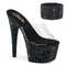 Шлепанцы Pleaser Bejeweled-712RS, каблук 7 дюймов, декорированные шлепанцы PF RS высотой 2 3/4 дюйма с подходящим манжетом, прозрачные/черные