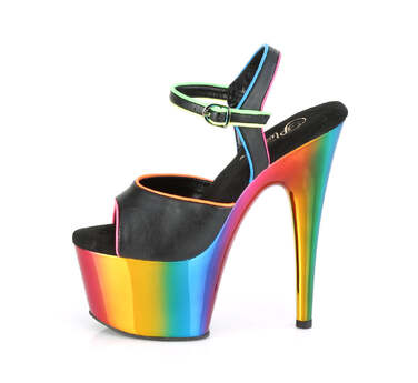Босоножки Adore-709RC-02, каблук 7 дюймов, хромированный ремешок на щиколотке шириной 2 3/4 дюйма, черная искусственная кожа/разноцветные