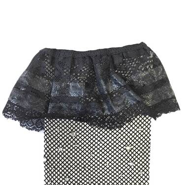 Панчохи в сітку зі стразами та мереживним верхом Star Night на силіконовій стрічці, чорний