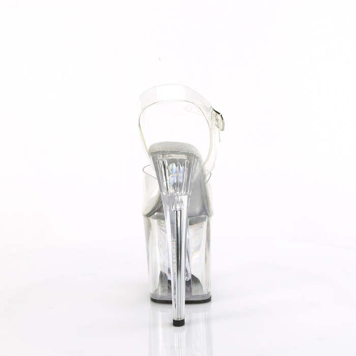 Босоніжки Enchant-708AQUA-02 на підборах 8 дюймів, з ремінцем на щиколотці 3 3/4 дюйма, прозорі/сріблясті