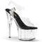 Босоніжки Pleaser Adore-708 на підборах 7 дюймів, босоніжки з ремінцем на щиколотці 2 3/4 дюйма, чорні/прозорі