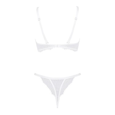 Комплект ажурный Obsessive Bianelle белый, S/M