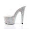 Шльопанці Pleaser Bejeweled-701MS на підборі 7 дюймів, шльопанці 2 3/4 дюйма з різноформленим камінням, прозорі/срібні