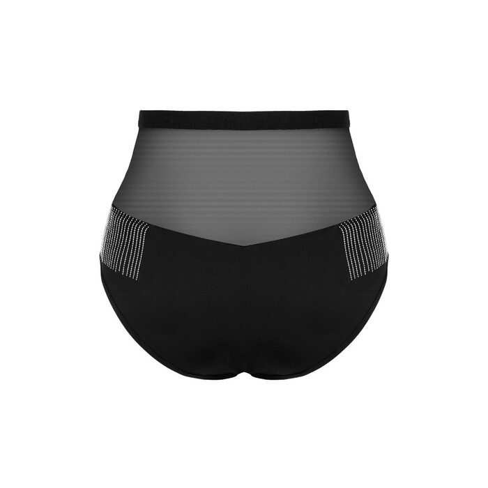 Трусики з високою посадкою та блискучою бахромою Obsessive Milladis, чорний, XS/S