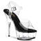 Босоніжки Pleaser Delight-608 на підборах 6 дюймів, босоніжки з ремінцем на щиколотці 1 3/4 дюйма, чорні/прозорі