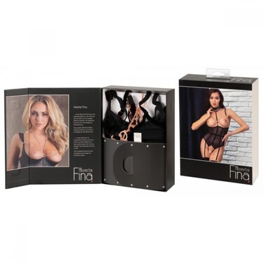 Боди открытый Abierta Fina Decoration с чокером и декоративными цепочками Decoration, черный, S