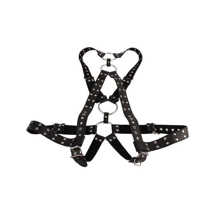 Портупея-бондаж Chisa BEHAVE! Luxury Fetish с декоративными заклепками, черная