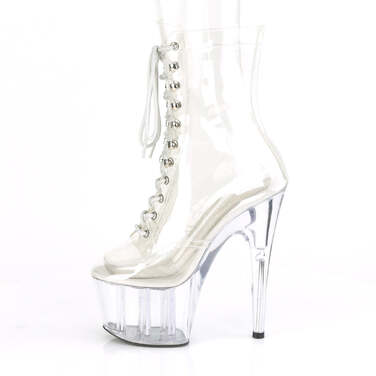 Чоботи Adore-1020C *7 дюймів на підборах, 2 3/4 дюйма з PF шнурівкою спереду, прозорі