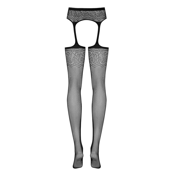 Панчохи з поясом Obsessive S207 XL/XXL чорні