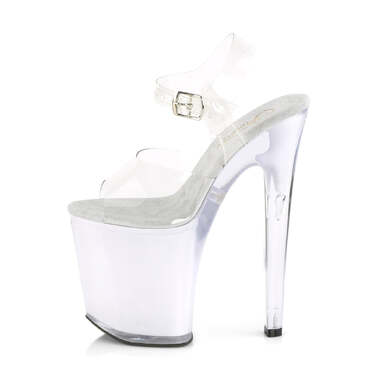 Босоніжки Illuminator-808 на підборах 8 дюймів, босоніжки з підсвічуванням на щиколотці 4 дюйми, прозорі/білі