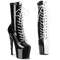 Чоботи Pleaser Adore-1040TT на підборах 7 дюймів, двоколірні черевики на шнурівці 2 3/4 дюйма, блискавка збоку, чорні/білі